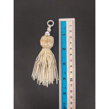 Silver Bead Tassels Latkan, Indian Latkans, Silver Beaded Danglers